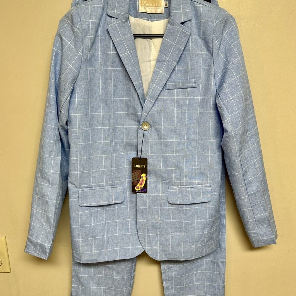 LOLANTA Boy’s Suit Wedding, Kid’s Suit Set, Plaid Light Blue-Sz. 170